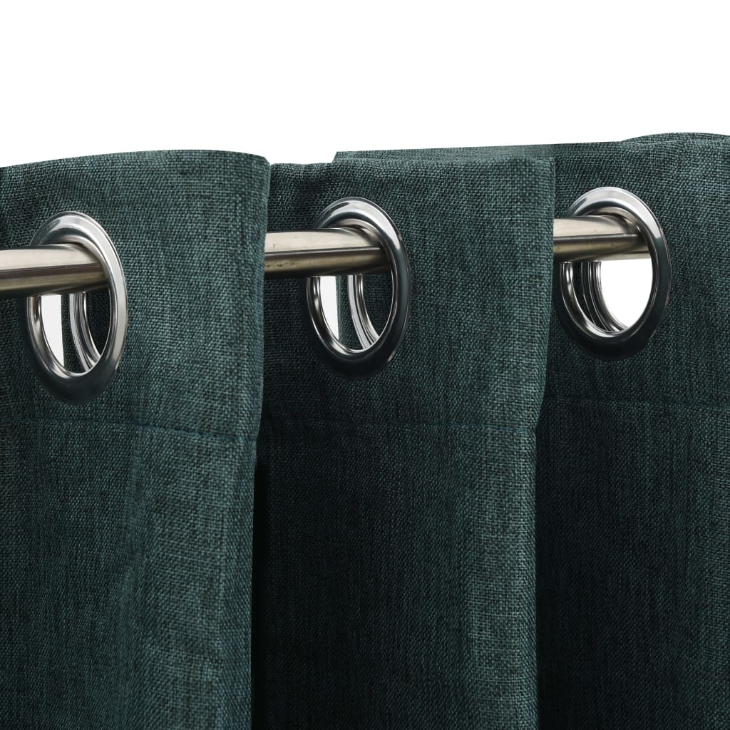 Linen-Look Blackout Curtains with Grommets Green 290x245cm- Curtains & Drapes - HomeShopIreland - Home Shop Ireland - Curtains & Drapes - Linen-Look Blackout Curtains with Grommets Green 290x245cm
