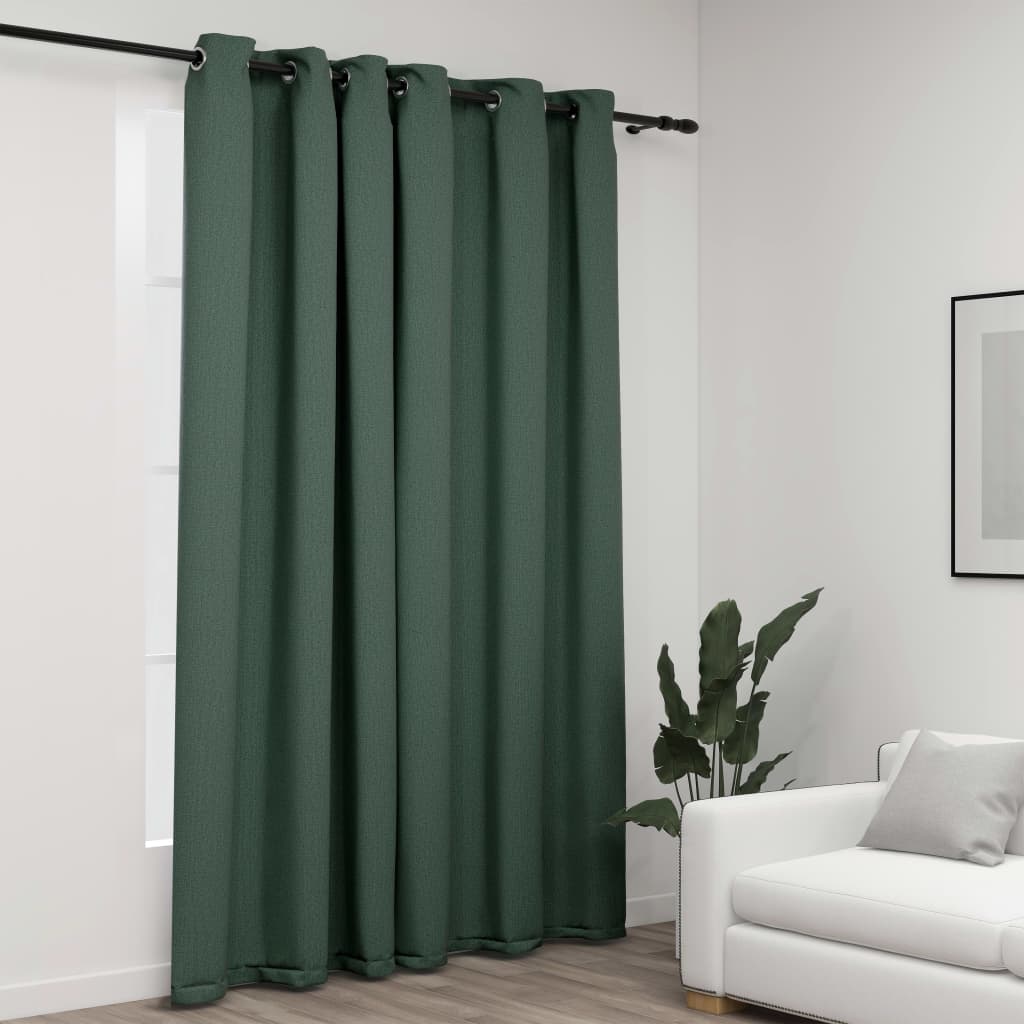 Linen-Look Blackout Curtains with Grommets Green 290x245cm- Curtains & Drapes - HomeShopIreland - Home Shop Ireland - Curtains & Drapes - Linen-Look Blackout Curtains with Grommets Green 290x245cm