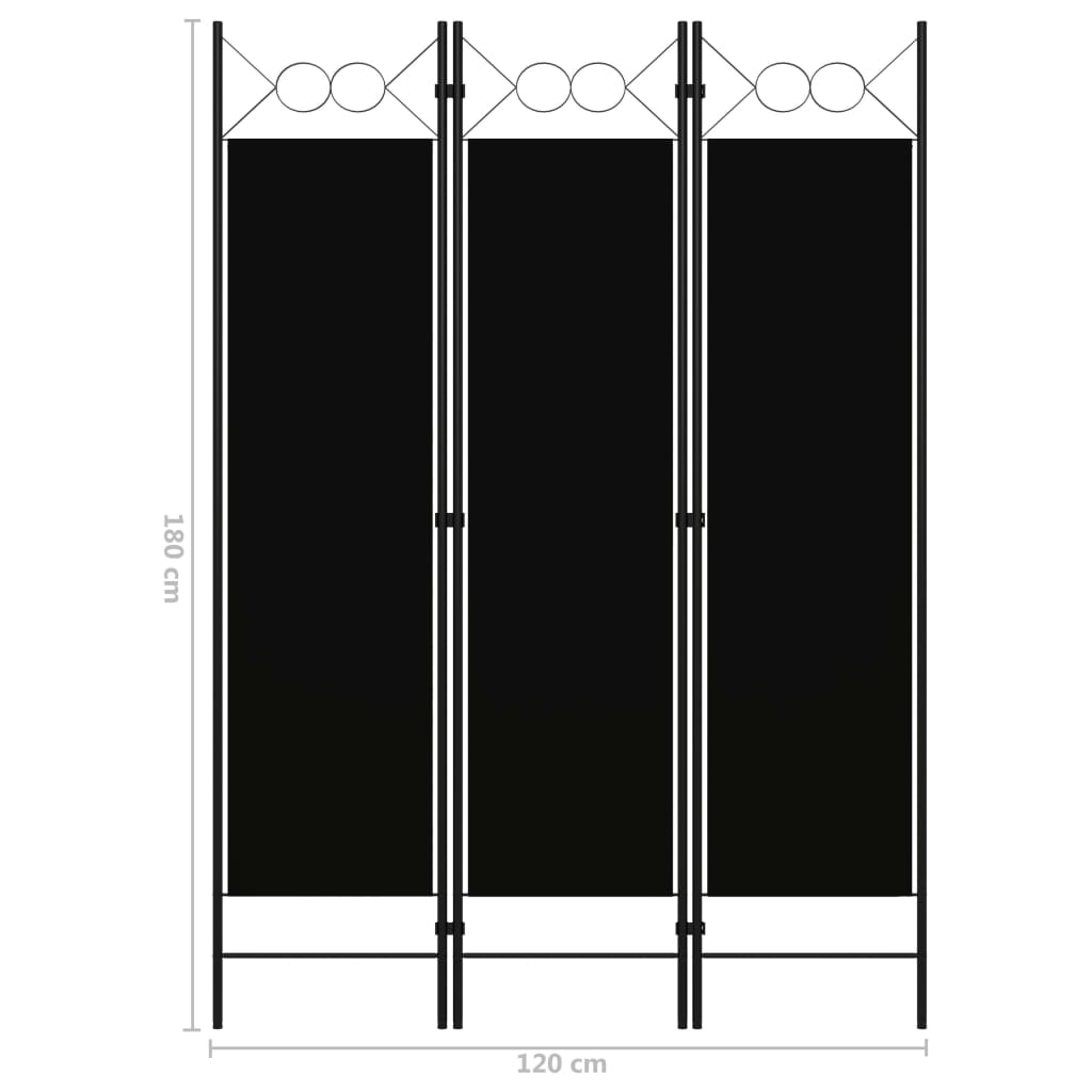 3-Panel Room Divider Black 120x180 cm- Room Dividers - HomeShopIreland - Home Shop Ireland - Room Dividers - 3-Panel Room Divider Black 120x180 cm