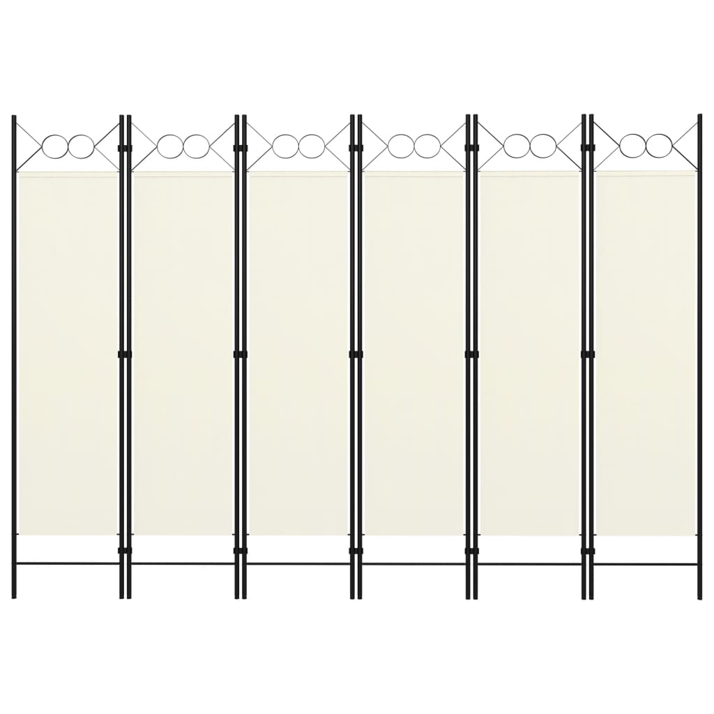 6-Panel Room Divider Cream White 240x180 cm- Room Dividers - HomeShopIreland - Home Shop Ireland - Room Dividers - 6-Panel Room Divider Cream White 240x180 cm