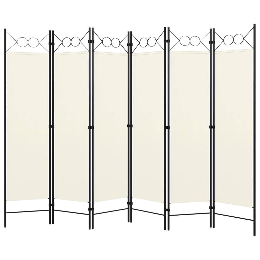 6-Panel Room Divider Cream White 240x180 cm- Room Dividers - HomeShopIreland - Home Shop Ireland - Room Dividers - 6-Panel Room Divider Cream White 240x180 cm