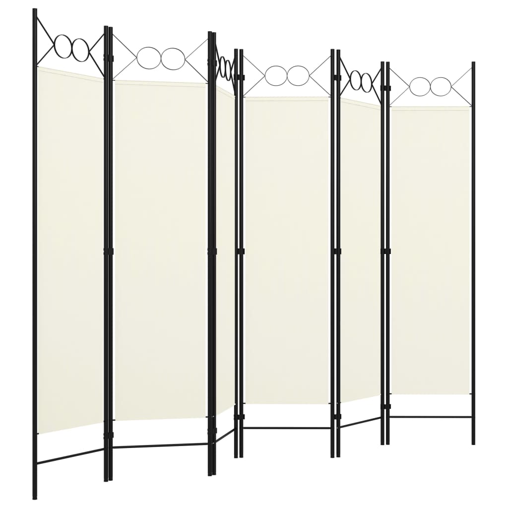 6-Panel Room Divider Cream White 240x180 cm- Room Dividers - HomeShopIreland - Home Shop Ireland - Room Dividers - 6-Panel Room Divider Cream White 240x180 cm