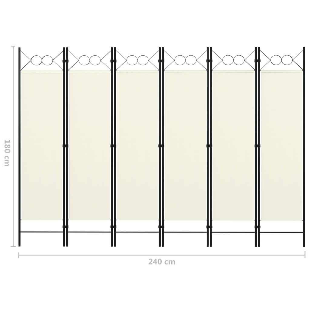 6-Panel Room Divider Cream White 240x180 cm- Room Dividers - HomeShopIreland - Home Shop Ireland - Room Dividers - 6-Panel Room Divider Cream White 240x180 cm