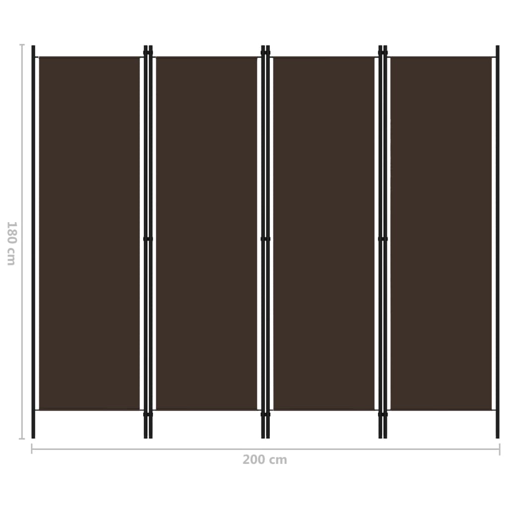 4-Panel Room Divider Brown 200x180 cm- Room Dividers - HomeShopIreland - Home Shop Ireland - Room Dividers - 4-Panel Room Divider Brown 200x180 cm