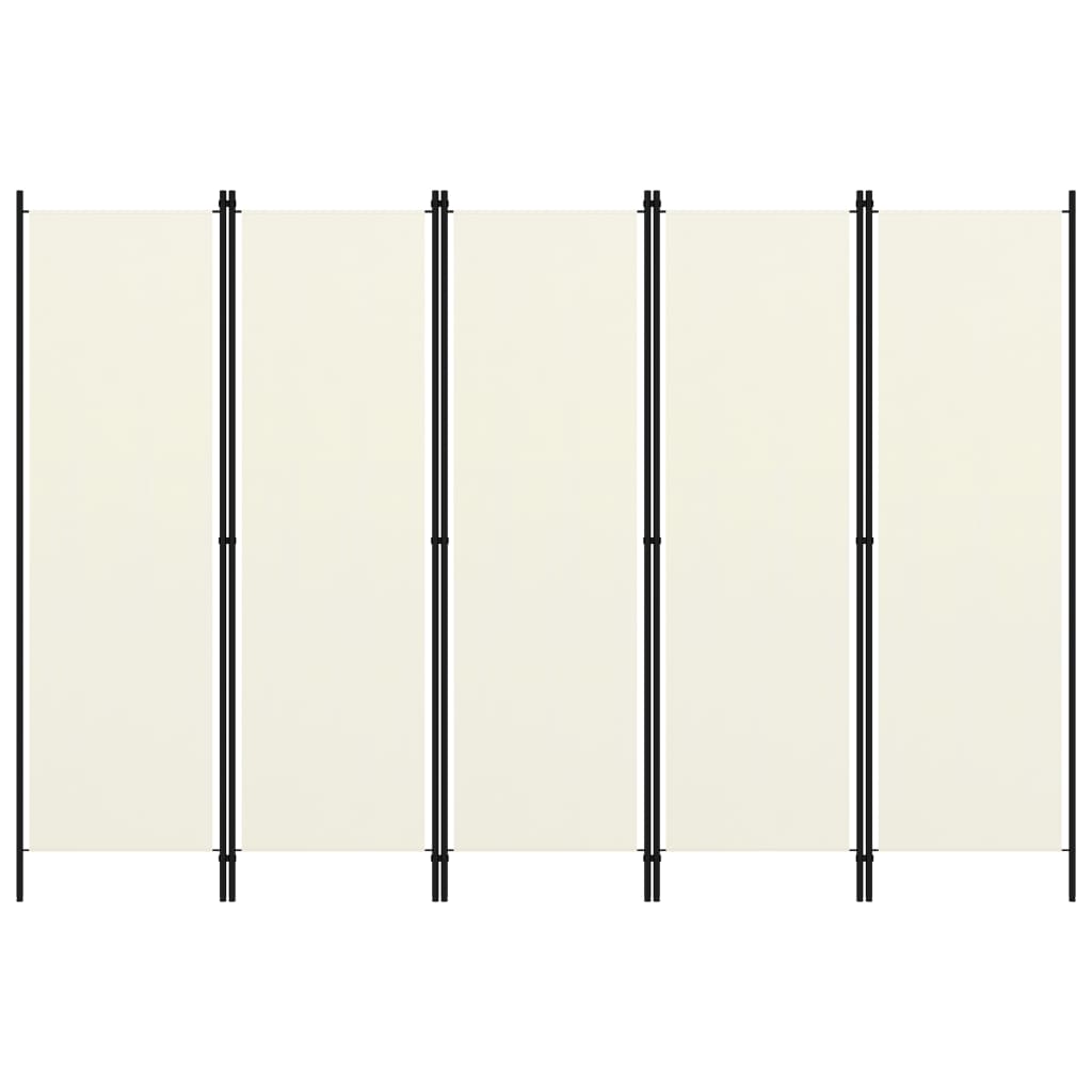 5-Panel Room Divider Cream White 250x180 cm- Room Dividers - HomeShopIreland - Home Shop Ireland - Room Dividers - 5-Panel Room Divider Cream White 250x180 cm