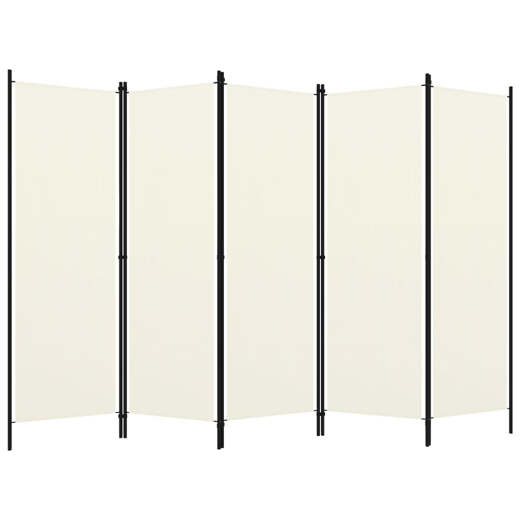 5-Panel Room Divider Cream White 250x180 cm- Room Dividers - HomeShopIreland - Home Shop Ireland - Room Dividers - 5-Panel Room Divider Cream White 250x180 cm