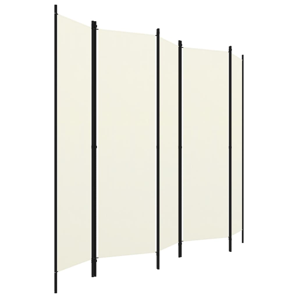 5-Panel Room Divider Cream White 250x180 cm- Room Dividers - HomeShopIreland - Home Shop Ireland - Room Dividers - 5-Panel Room Divider Cream White 250x180 cm
