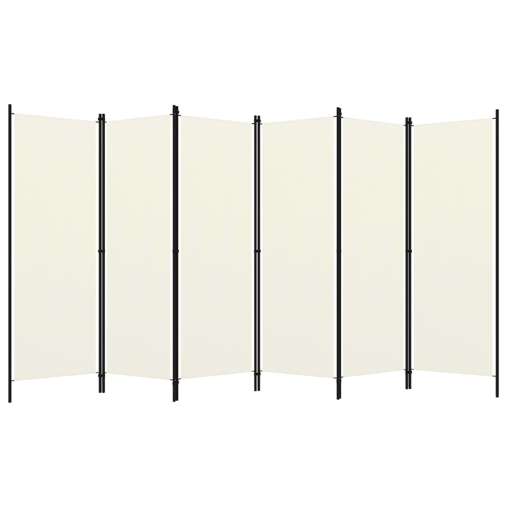 6-Panel Room Divider Cream White 300x180 cm- Room Dividers - HomeShopIreland - Home Shop Ireland - Room Dividers - 6-Panel Room Divider Cream White 300x180 cm