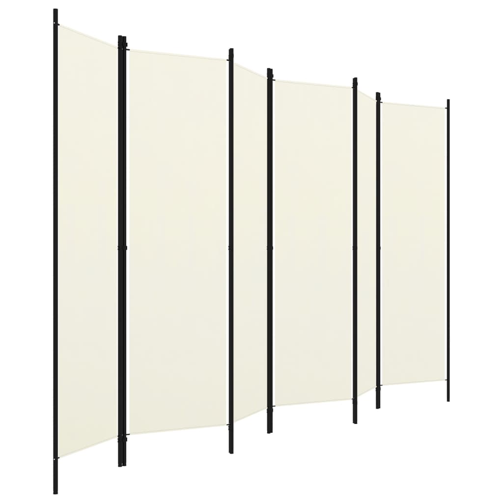 6-Panel Room Divider Cream White 300x180 cm- Room Dividers - HomeShopIreland - Home Shop Ireland - Room Dividers - 6-Panel Room Divider Cream White 300x180 cm