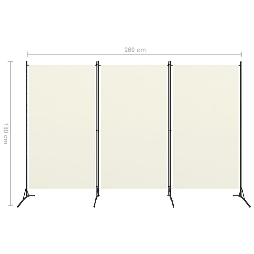 3-Panel Room Divider Cream White 260x180 cm- Room Dividers - HomeShopIreland - Home Shop Ireland - Room Dividers - 3-Panel Room Divider Cream White 260x180 cm