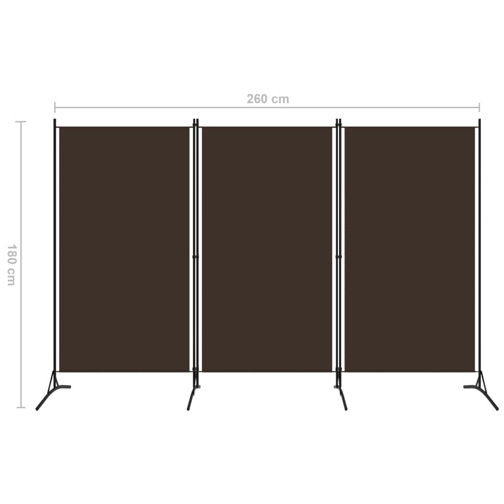 3-Panel Room Divider Brown 260x180 cm- Room Dividers - HomeShopIreland - Home Shop Ireland - Room Dividers - 3-Panel Room Divider Brown 260x180 cm