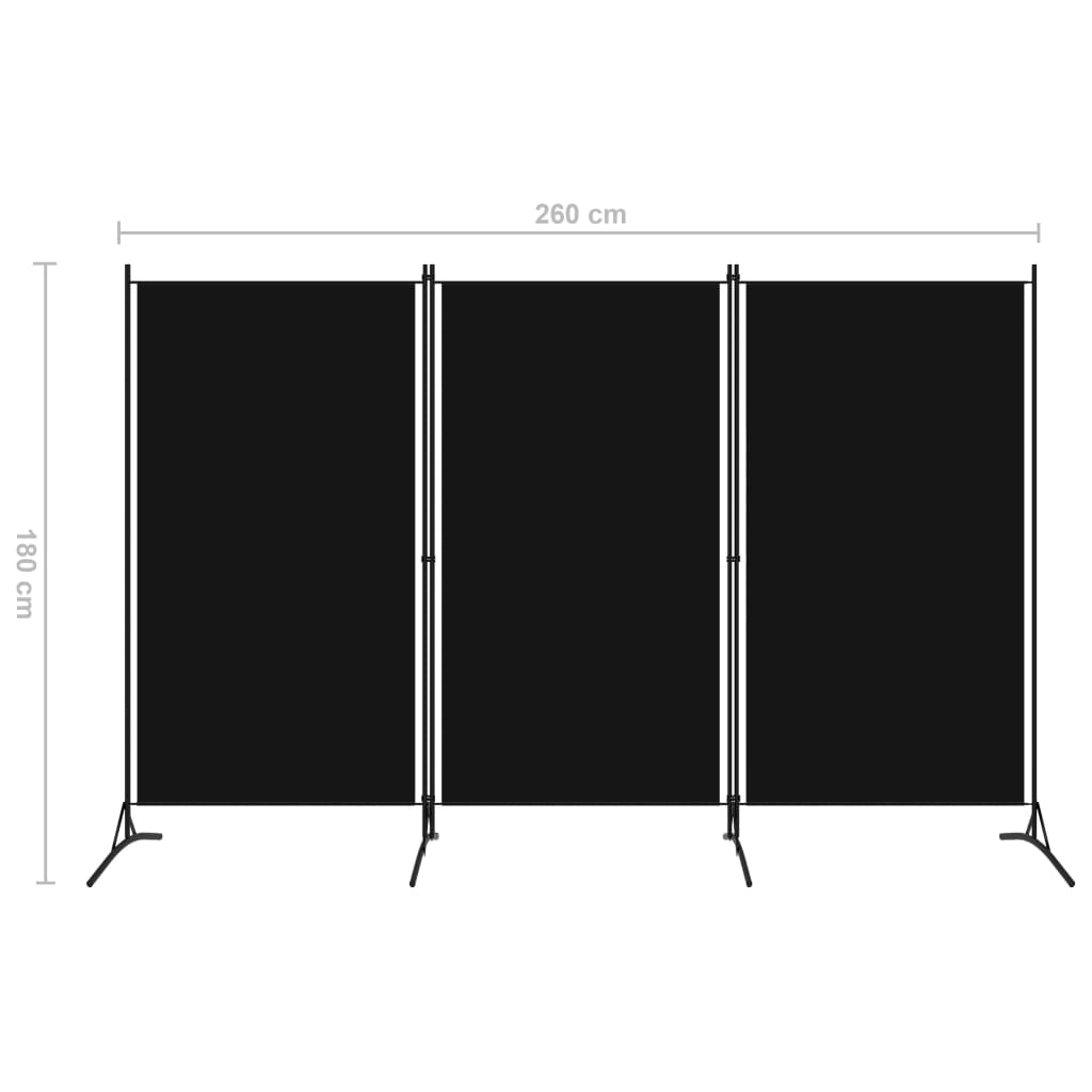 3-Panel Room Divider Black 260x180 cm- Room Dividers - HomeShopIreland - Home Shop Ireland - Room Dividers - 3-Panel Room Divider Black 260x180 cm