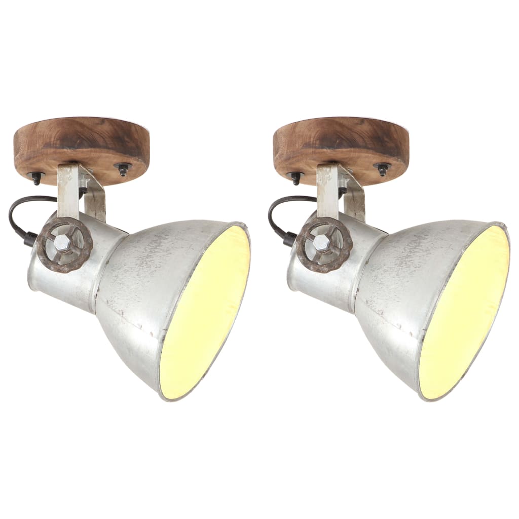 Industrial Wall/Ceiling Lamps 2 pcs Silver 20x25 cm E27- Lamps - HomeShopIreland - Home Shop Ireland - Lamps - Industrial Wall/Ceiling Lamps 2 pcs Silver 20x25 cm E27