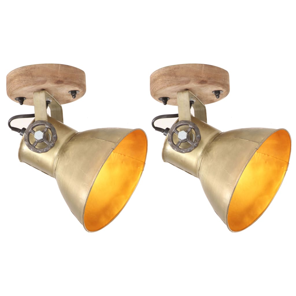 Industrial Wall/Ceiling Lamps 2 pcs Brass 20x25 cm E27- Lamps - HomeShopIreland - Home Shop Ireland - Lamps - Industrial Wall/Ceiling Lamps 2 pcs Brass 20x25 cm E27