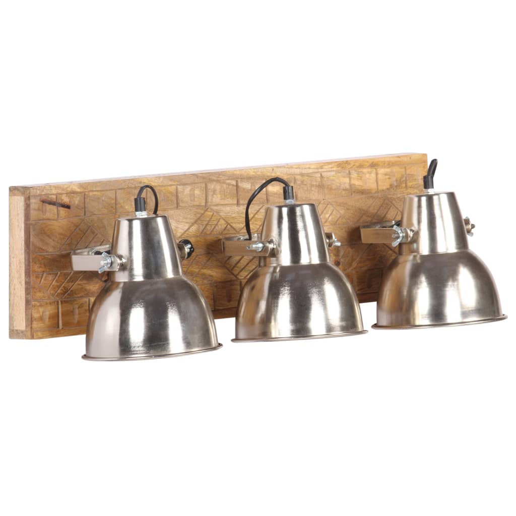 Industrial Wall Lamp Silver 70x23 cm E27 Mango Wood- Lamps - HomeShopIreland - Home Shop Ireland - Lamps - Industrial Wall Lamp Silver 70x23 cm E27 Mango Wood