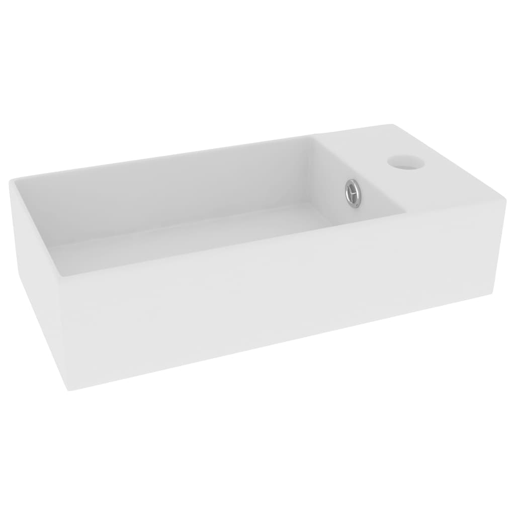 Bathroom Sink with Overflow Ceramic Matt White- Bathroom Basins - HomeShopIreland - Home Shop Ireland - Bathroom Basins - Bathroom Sink with Overflow Ceramic Matt White