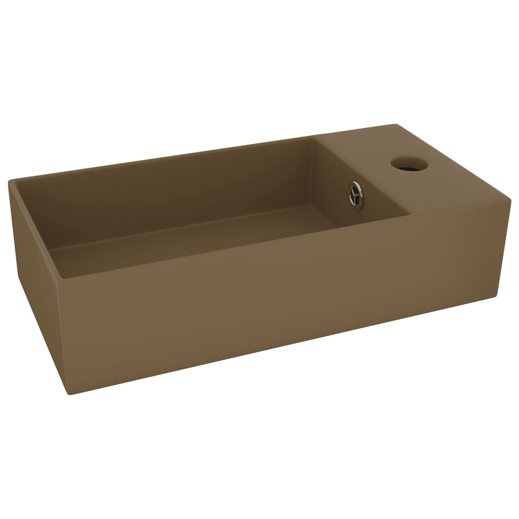 Bathroom Sink with Overflow Ceramic Matt Cream- Bathroom Basins - HomeShopIreland - Home Shop Ireland - Bathroom Basins - Bathroom Sink with Overflow Ceramic Matt Cream