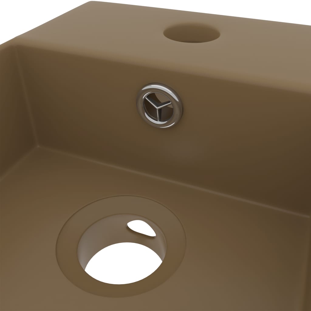 Bathroom Sink with Overflow Ceramic Matt Cream- Bathroom Basins - HomeShopIreland - Home Shop Ireland - Bathroom Basins - Bathroom Sink with Overflow Ceramic Matt Cream