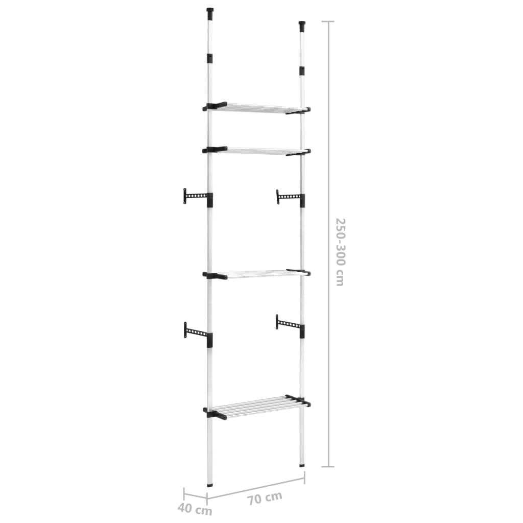 Telescopic Wardrobe System with Shelves Aluminium- Cupboards & Wardrobes - HomeShopIreland - Home Shop Ireland - Cupboards & Wardrobes - Telescopic Wardrobe System with Shelves Aluminium