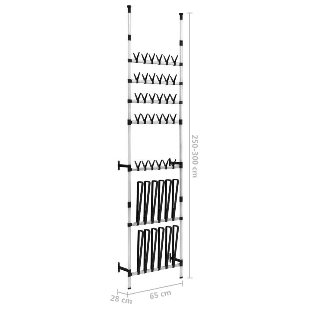 Telescopic Shoe Rack with Rods Aluminium- Shoe Racks & Organisers - HomeShopIreland - Home Shop Ireland - Shoe Racks & Organisers - Telescopic Shoe Rack with Rods Aluminium