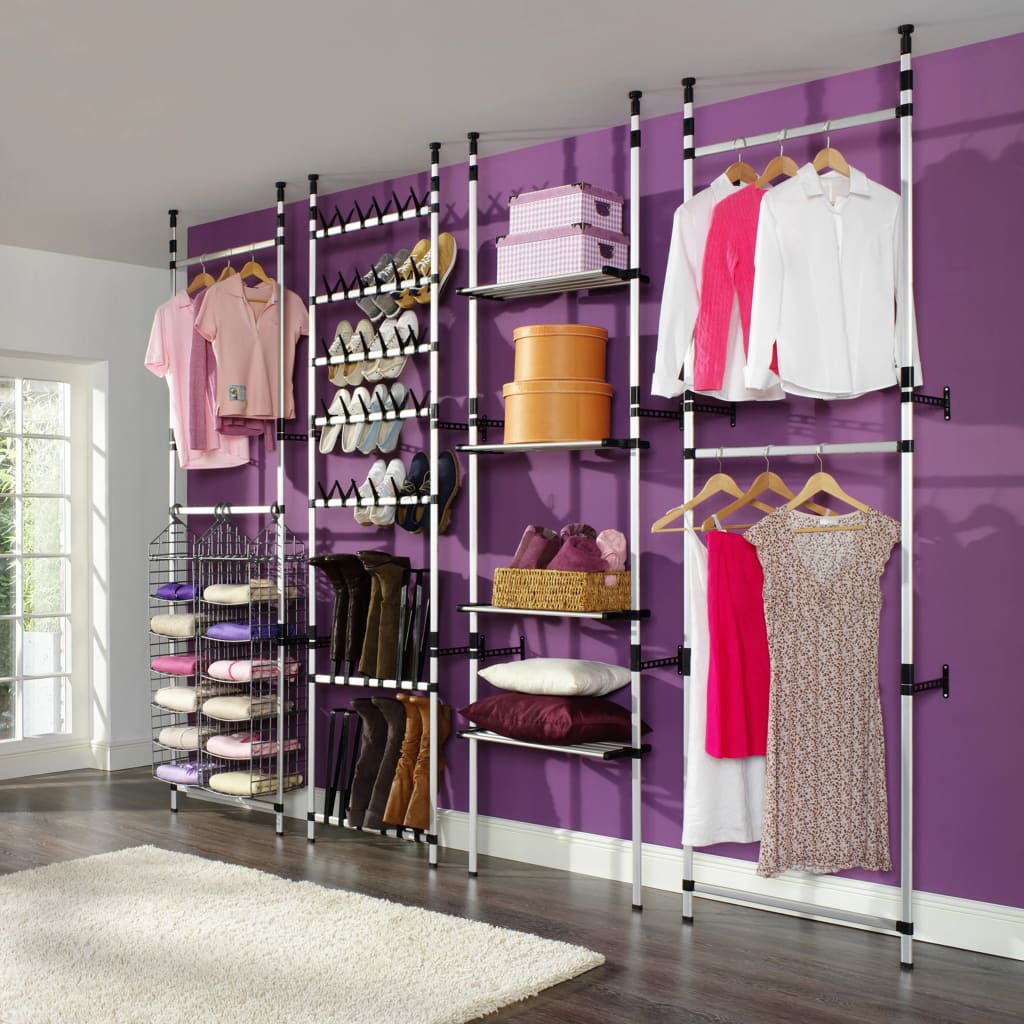 Telescopic Shoe Rack with Rods Aluminium- Shoe Racks & Organisers - HomeShopIreland - Home Shop Ireland - Shoe Racks & Organisers - Telescopic Shoe Rack with Rods Aluminium