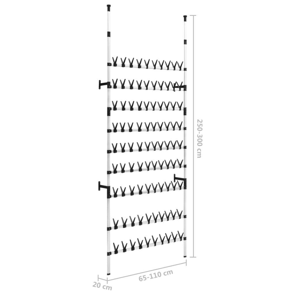 Telescopic Shoe Rack with Rods Aluminium- Shoe Racks & Organisers - HomeShopIreland - Home Shop Ireland - Shoe Racks & Organisers - Telescopic Shoe Rack with Rods Aluminium