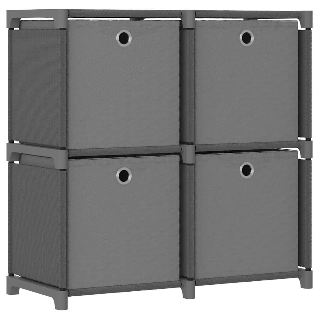 4-Cube Display Shelf with Boxes Grey 69x30x72.5 cm Fabric- Bookcases & Standing Shelves - HomeShopIreland - Home Shop Ireland - Bookcases & Standing Shelves - 4-Cube Display Shelf with Boxes Grey 69x30x72.5 cm Fabric