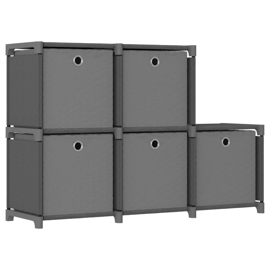 5-Cube Display Shelf with Boxes Grey 103x30x72.5 cm Fabric- Bookcases & Standing Shelves - HomeShopIreland - Home Shop Ireland - Bookcases & Standing Shelves - 5-Cube Display Shelf with Boxes Grey 103x30x72.5 cm Fabric