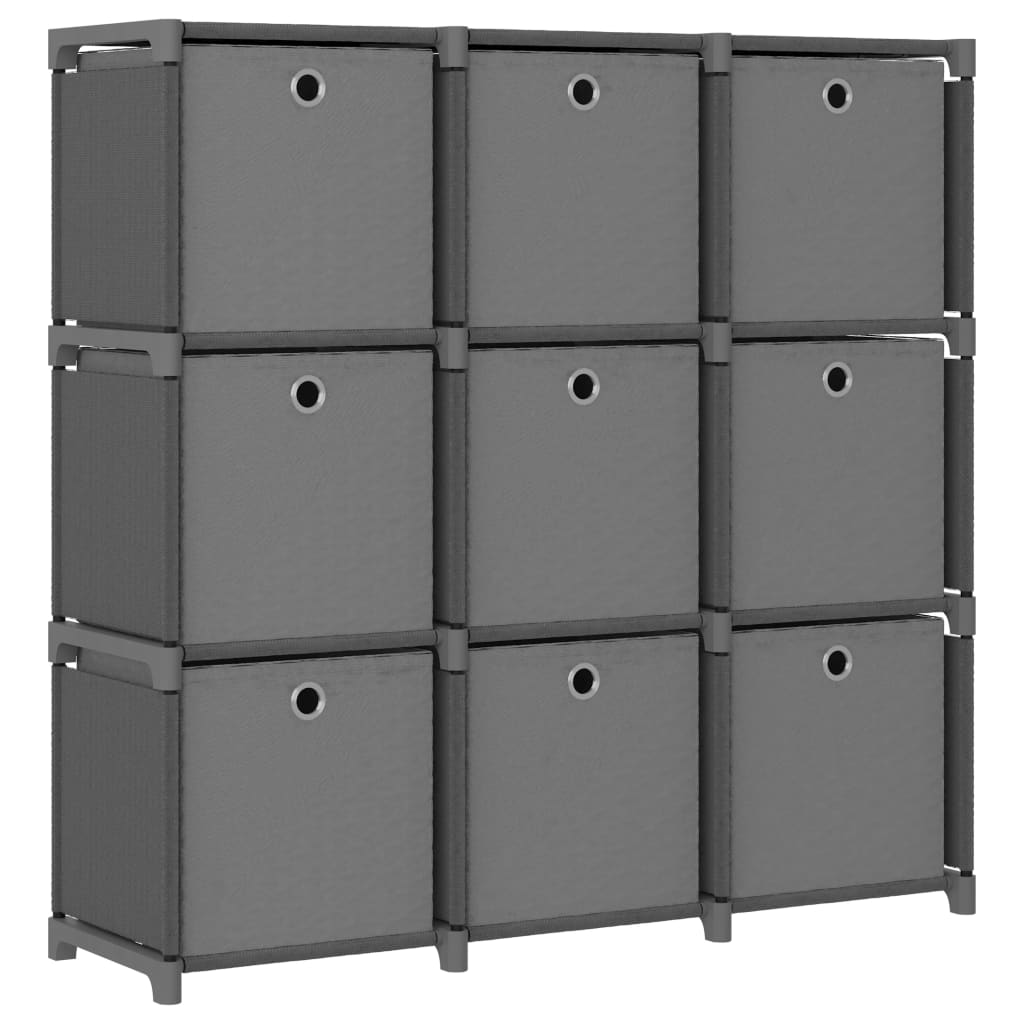 9-Cube Display Shelf with Boxes Grey 103x30x107.5 cm Fabric- Bookcases & Standing Shelves - HomeShopIreland - Home Shop Ireland - Bookcases & Standing Shelves - 9-Cube Display Shelf with Boxes Grey 103x30x107.5 cm Fabric
