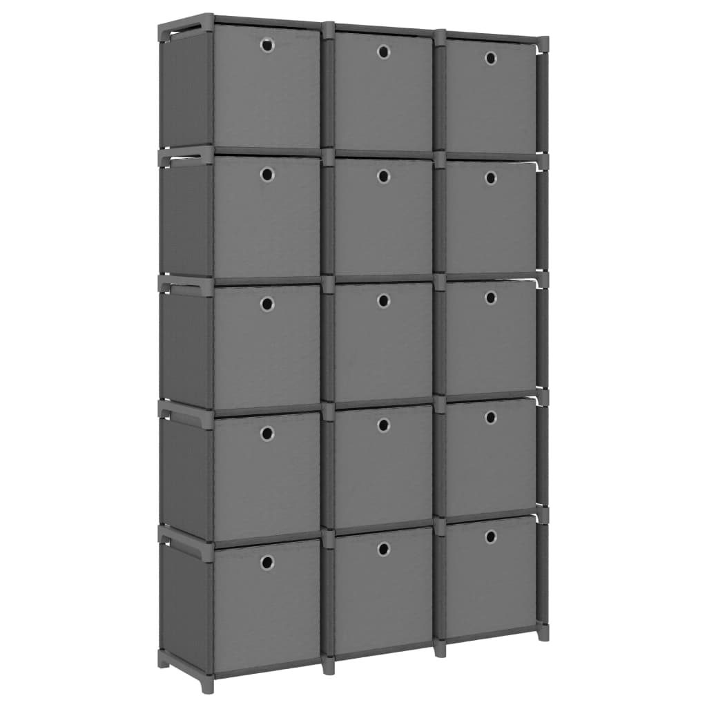 15-Cube Display Shelf with Boxes Grey 103x30x175.5 cm Fabric- Bookcases & Standing Shelves - HomeShopIreland - Home Shop Ireland - Bookcases & Standing Shelves - 15-Cube Display Shelf with Boxes Grey 103x30x175.5 cm Fabric