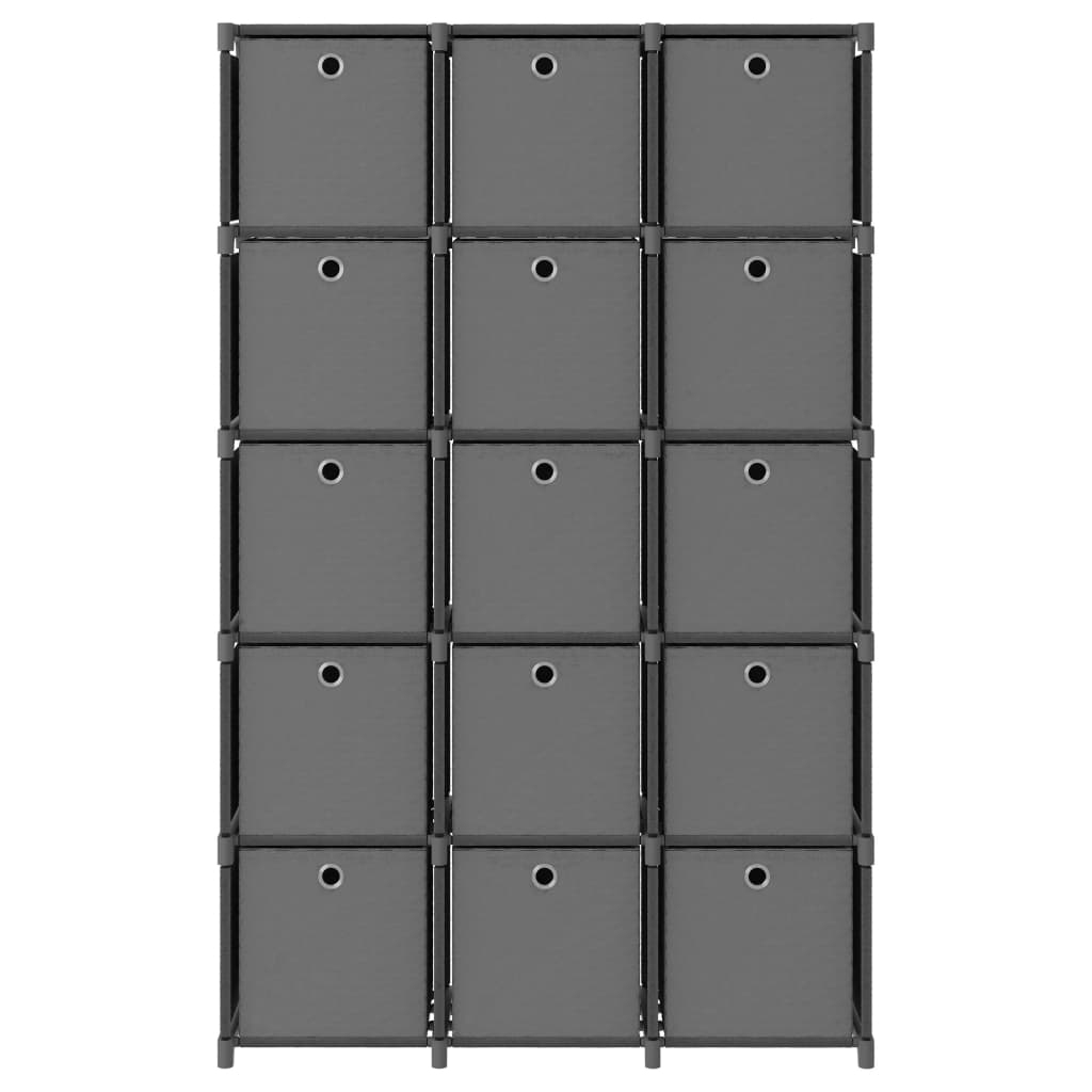 15-Cube Display Shelf with Boxes Grey 103x30x175.5 cm Fabric- Bookcases & Standing Shelves - HomeShopIreland - Home Shop Ireland - Bookcases & Standing Shelves - 15-Cube Display Shelf with Boxes Grey 103x30x175.5 cm Fabric