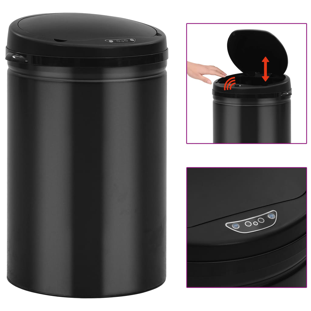 Automatic Sensor Dustbin 30 L Carbon Steel Black- Rubbish Bins & Waste Paper Baskets - HomeShopIreland - Home Shop Ireland - Rubbish Bins & Waste Paper Baskets - Automatic Sensor Dustbin 30 L Carbon Steel Black