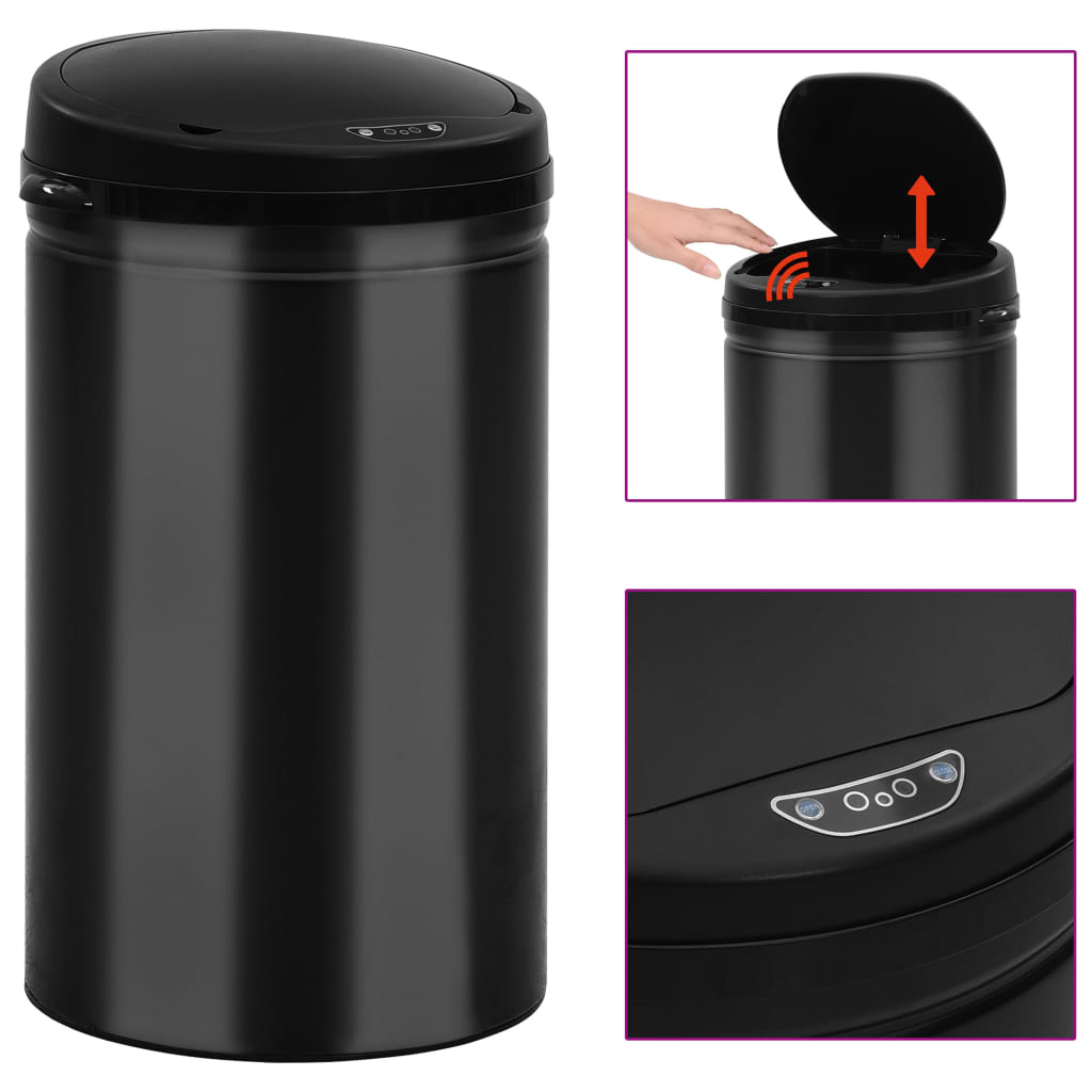 Automatic Sensor Dustbin 40 L Carbon Steel Black- Rubbish Bins & Waste Paper Baskets - HomeShopIreland - Home Shop Ireland - Rubbish Bins & Waste Paper Baskets - Automatic Sensor Dustbin 40 L Carbon Steel Black