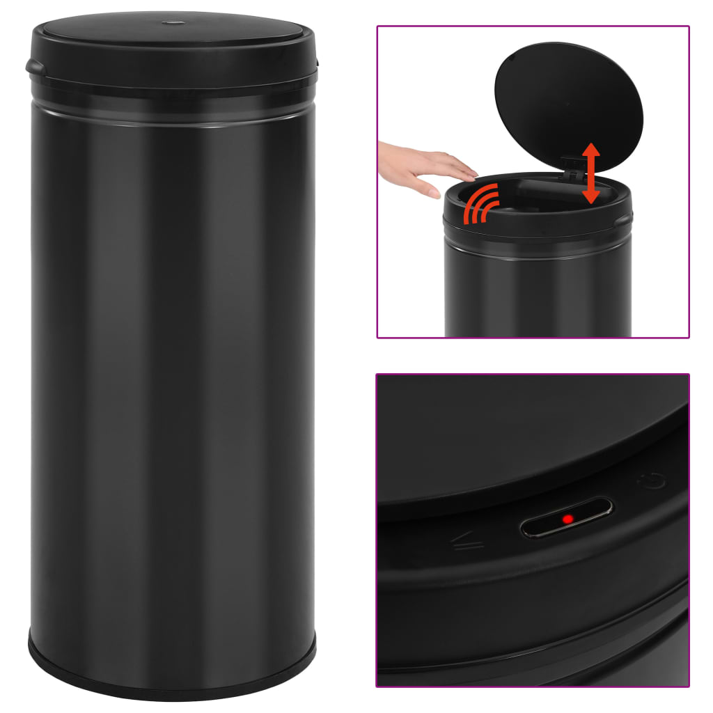 Automatic Sensor Dustbin 80 L Carbon Steel Black- Rubbish Bins & Waste Paper Baskets - HomeShopIreland - Home Shop Ireland - Rubbish Bins & Waste Paper Baskets - Automatic Sensor Dustbin 80 L Carbon Steel Black