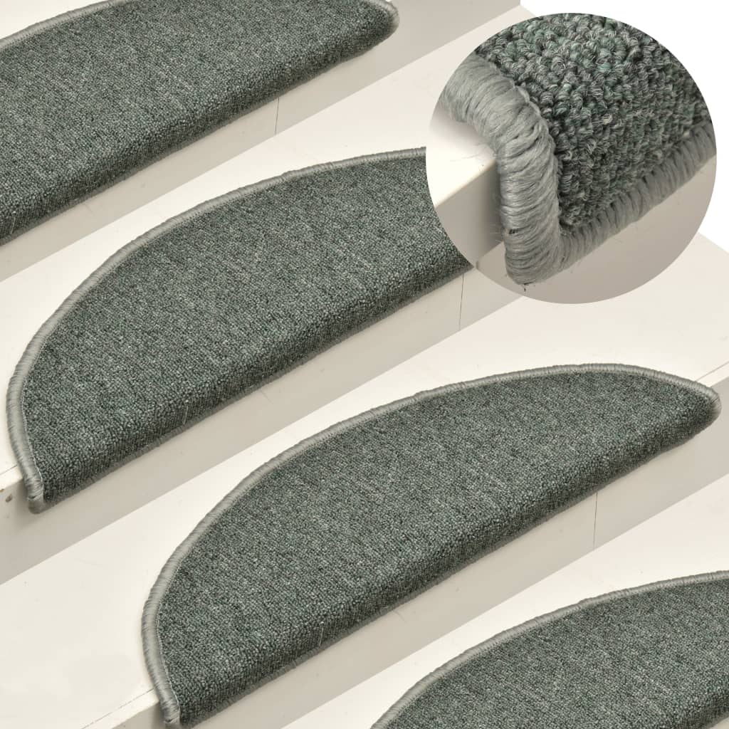 Carpet Stair Treads 15 pcs Dark Green 56x17x3 cm- Stair Treads - HomeShopIreland - Home Shop Ireland - Stair Treads - Carpet Stair Treads 15 pcs Dark Green 56x17x3 cm
