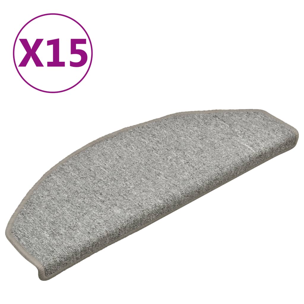 Carpet Stair Treads 15 pcs Light Grey 65x24x4 cm- Stair Treads - HomeShopIreland - Home Shop Ireland - Stair Treads - Carpet Stair Treads 15 pcs Light Grey 65x24x4 cm