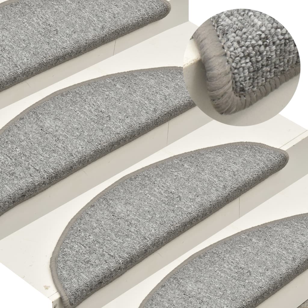 Carpet Stair Treads 15 pcs Light Grey 65x24x4 cm- Stair Treads - HomeShopIreland - Home Shop Ireland - Stair Treads - Carpet Stair Treads 15 pcs Light Grey 65x24x4 cm