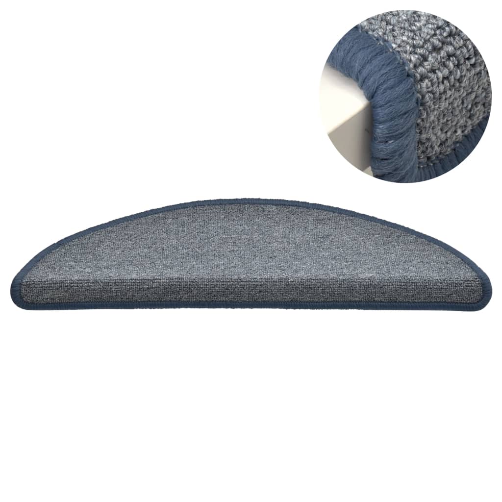 Carpet Stair Treads 15 pcs Light Grey and Blue 56x17x3 cm- Stair Treads - HomeShopIreland - Home Shop Ireland - Stair Treads - Carpet Stair Treads 15 pcs Light Grey and Blue 56x17x3 cm