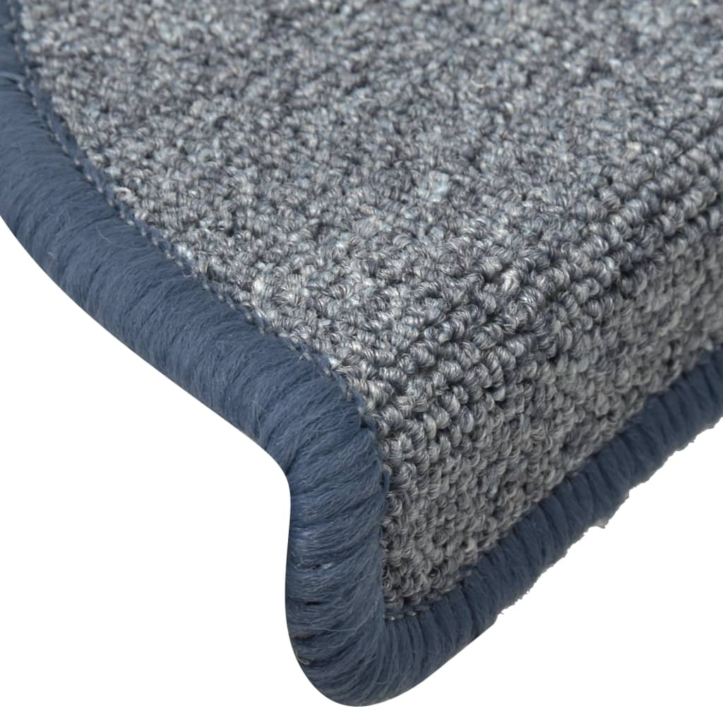 Carpet Stair Treads 15 pcs Light Grey and Blue 56x17x3 cm- Stair Treads - HomeShopIreland - Home Shop Ireland - Stair Treads - Carpet Stair Treads 15 pcs Light Grey and Blue 56x17x3 cm