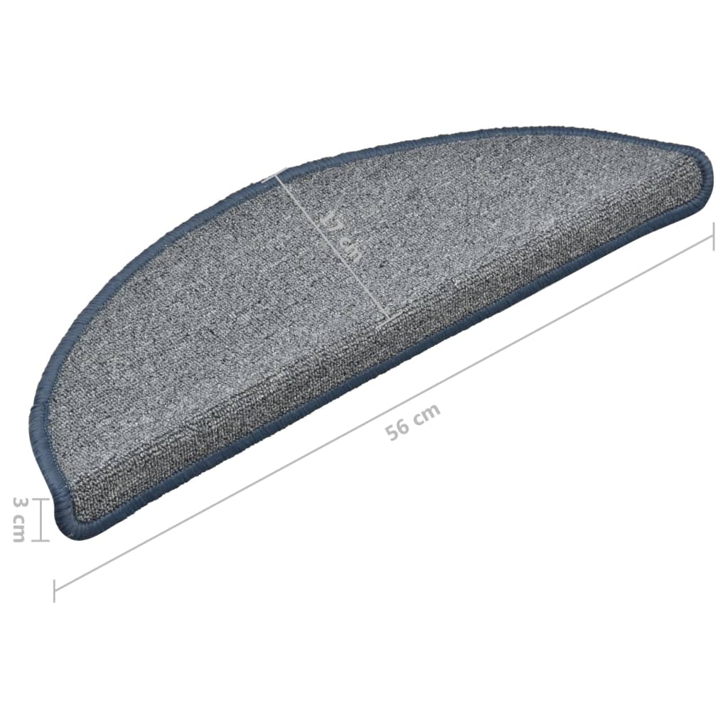 Carpet Stair Treads 15 pcs Light Grey and Blue 56x17x3 cm- Stair Treads - HomeShopIreland - Home Shop Ireland - Stair Treads - Carpet Stair Treads 15 pcs Light Grey and Blue 56x17x3 cm