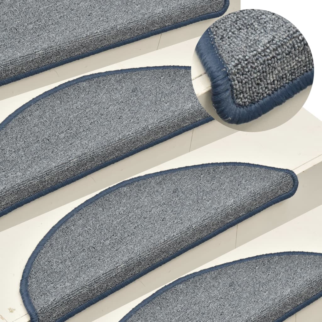 Carpet Stair Treads 15 pcs Light Grey and Blue 56x17x3 cm- Stair Treads - HomeShopIreland - Home Shop Ireland - Stair Treads - Carpet Stair Treads 15 pcs Light Grey and Blue 56x17x3 cm
