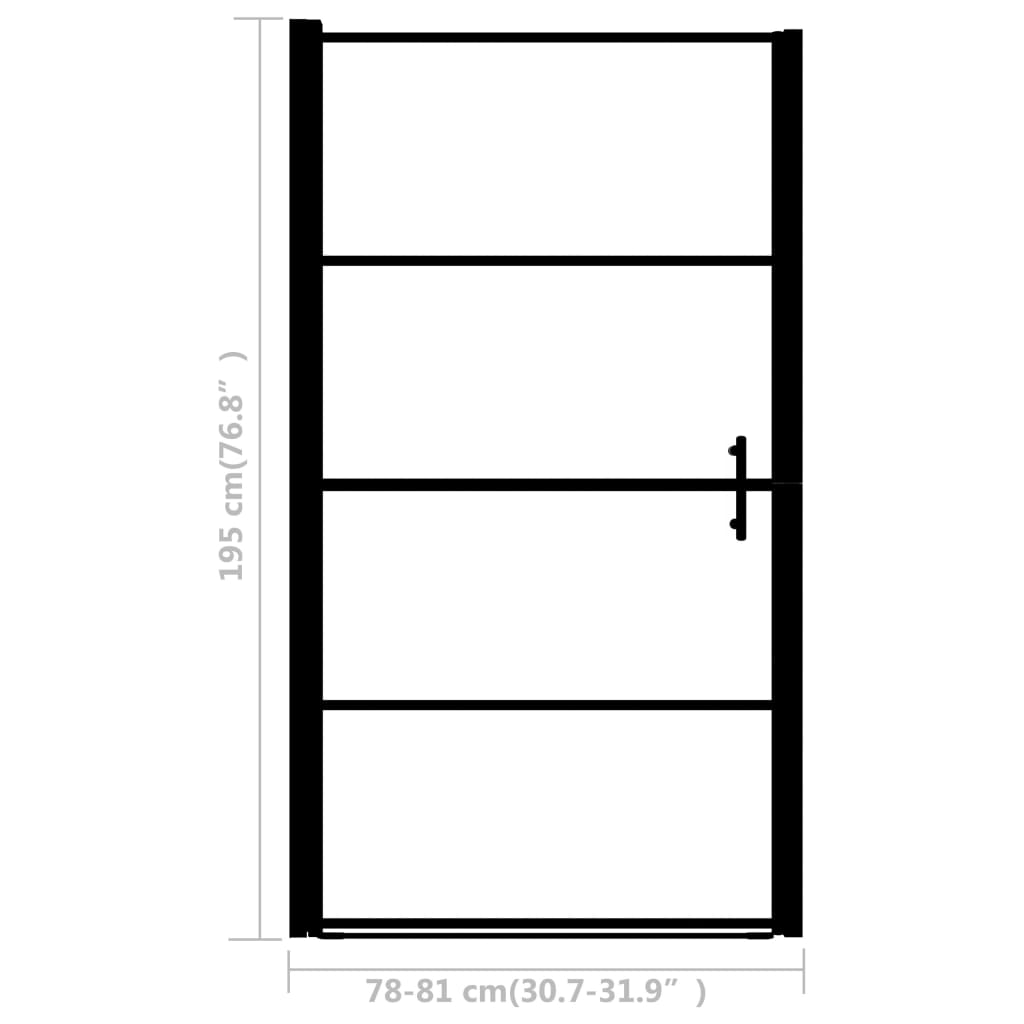 Shower Door Frost Tempered Glass 81x195 cm Black- Shower Doors & Enclosures - HomeShopIreland - Home Shop Ireland - Shower Doors & Enclosures - Shower Door Frost Tempered Glass 81x195 cm Black