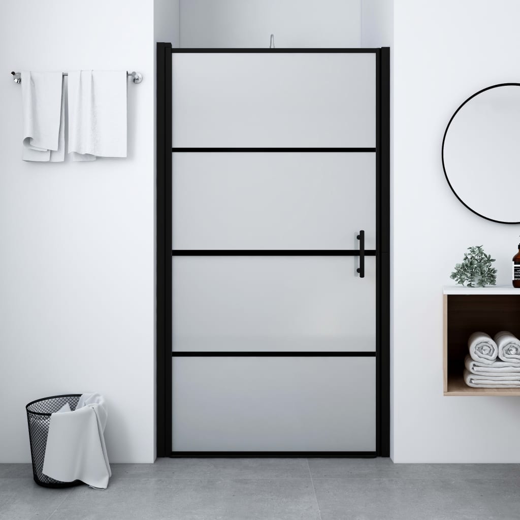 Shower Door Frost Tempered Glass 81x195 cm Black- Shower Doors & Enclosures - HomeShopIreland - Home Shop Ireland - Shower Doors & Enclosures - Shower Door Frost Tempered Glass 81x195 cm Black