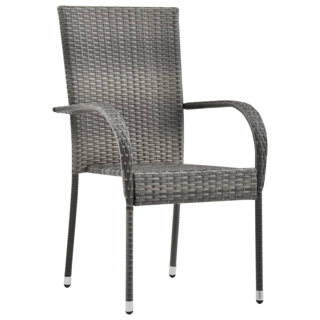 Stackable Outdoor Chairs 4 pcs Grey Poly Rattan- Outdoor Chairs - HomeShopIreland - Home Shop Ireland - Outdoor Chairs - Stackable Outdoor Chairs 4 pcs Grey Poly Rattan