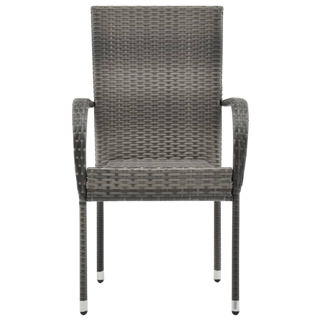 Stackable Outdoor Chairs 4 pcs Grey Poly Rattan- Outdoor Chairs - HomeShopIreland - Home Shop Ireland - Outdoor Chairs - Stackable Outdoor Chairs 4 pcs Grey Poly Rattan
