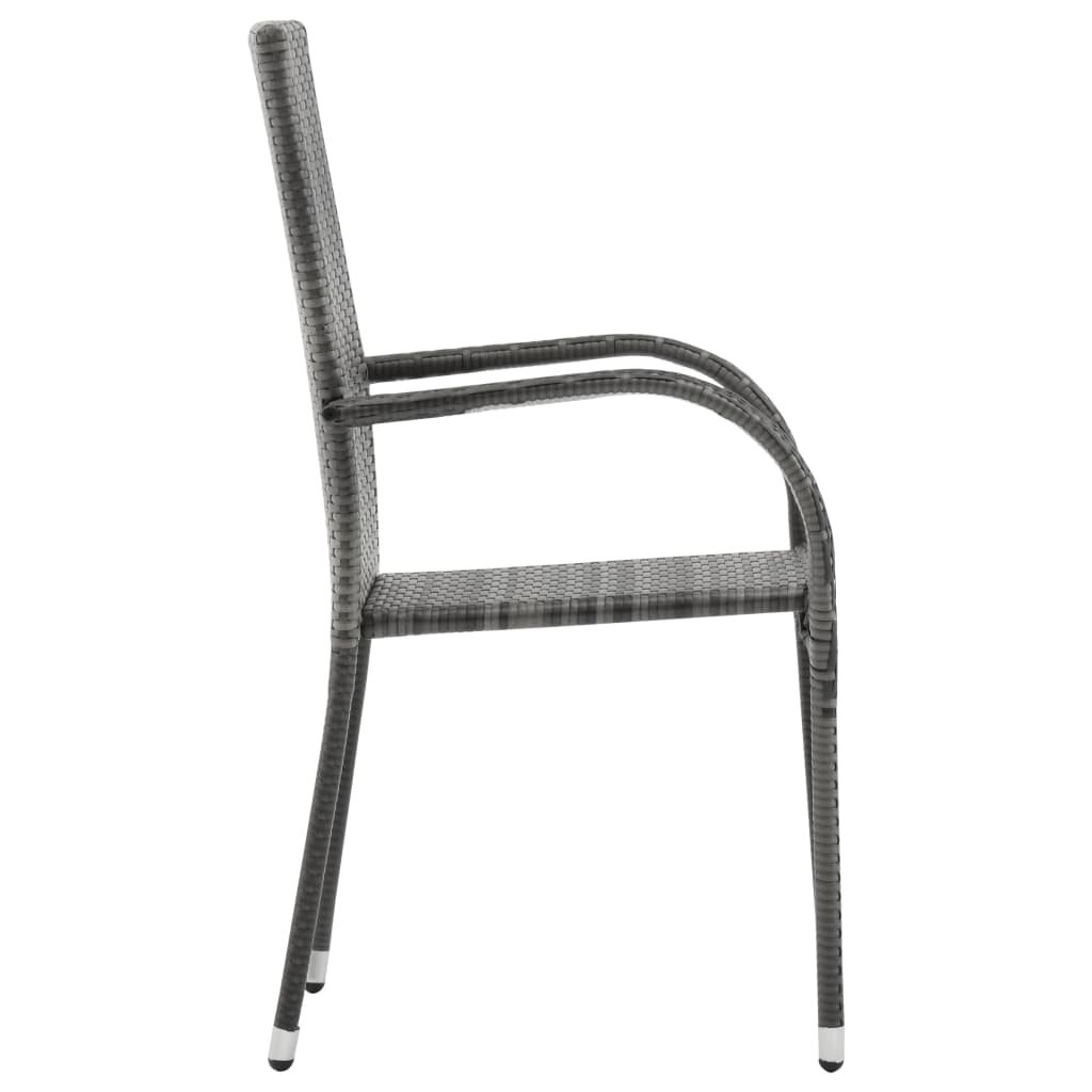 Stackable Outdoor Chairs 4 pcs Grey Poly Rattan- Outdoor Chairs - HomeShopIreland - Home Shop Ireland - Outdoor Chairs - Stackable Outdoor Chairs 4 pcs Grey Poly Rattan