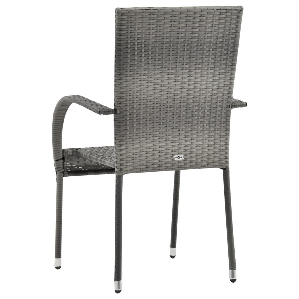 Stackable Outdoor Chairs 4 pcs Grey Poly Rattan- Outdoor Chairs - HomeShopIreland - Home Shop Ireland - Outdoor Chairs - Stackable Outdoor Chairs 4 pcs Grey Poly Rattan
