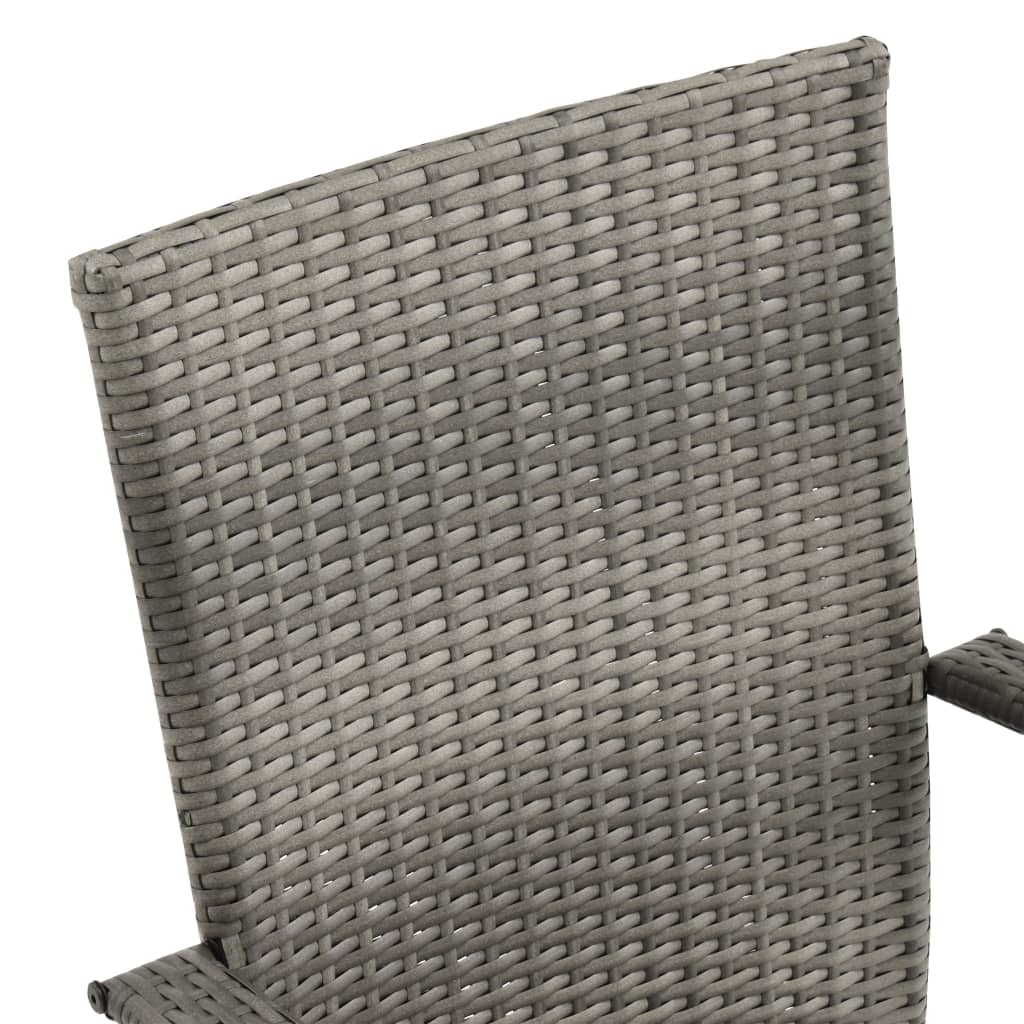 Stackable Outdoor Chairs 4 pcs Grey Poly Rattan- Outdoor Chairs - HomeShopIreland - Home Shop Ireland - Outdoor Chairs - Stackable Outdoor Chairs 4 pcs Grey Poly Rattan