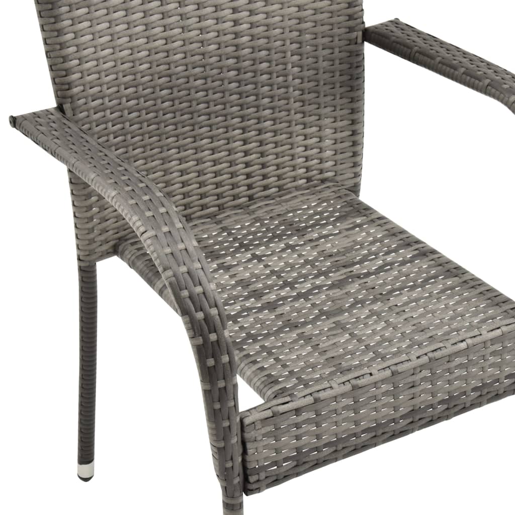 Stackable Outdoor Chairs 4 pcs Grey Poly Rattan- Outdoor Chairs - HomeShopIreland - Home Shop Ireland - Outdoor Chairs - Stackable Outdoor Chairs 4 pcs Grey Poly Rattan