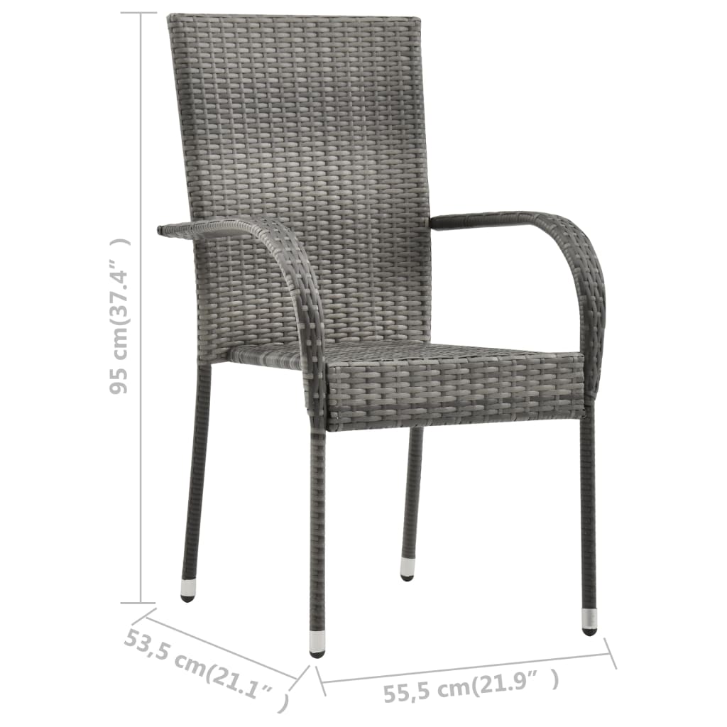 Stackable Outdoor Chairs 4 pcs Grey Poly Rattan- Outdoor Chairs - HomeShopIreland - Home Shop Ireland - Outdoor Chairs - Stackable Outdoor Chairs 4 pcs Grey Poly Rattan
